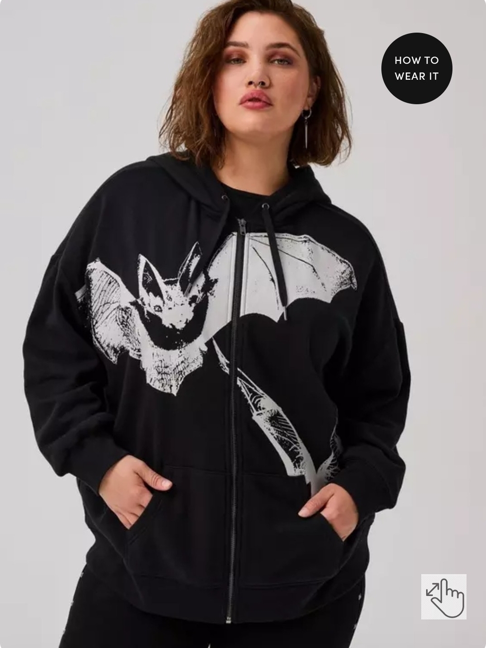 Torrid NWT Nightfall Bat Zip Up Hoodie $70 retail